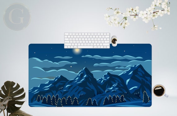 Mountain Sunset Extra Large Desk Mat, Blue Keyboard Pad with Multiple Size options, Nature Office Decor, Decorative Mat, Computer Accesories