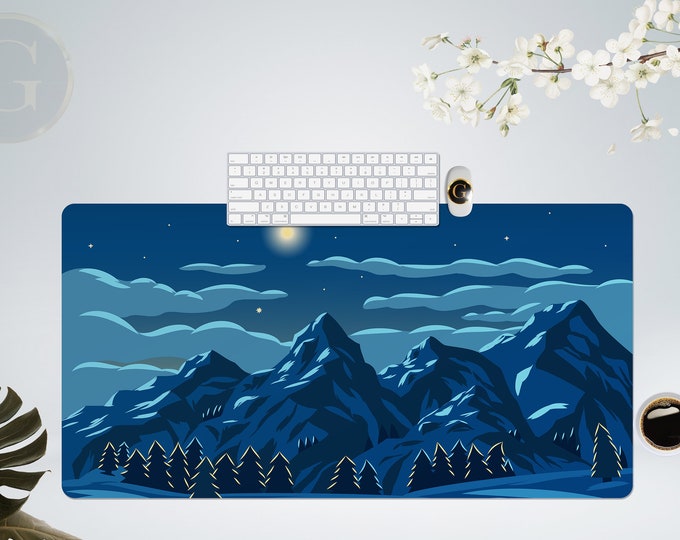 Mountain Sunset Extra Large Desk Mat, Blue Keyboard Pad with Multiple Size options, Nature Office Decor, Decorative Mat, Computer Accesories