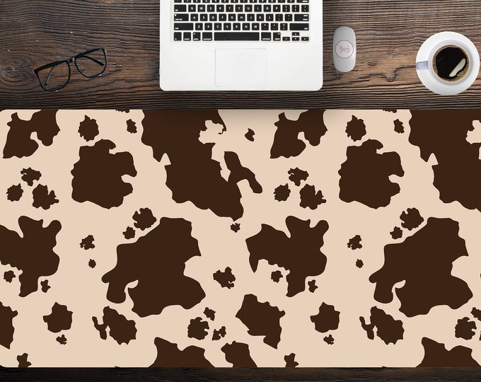 Aesthetic Cow Print Desk Mat, Extra Large Desk Mat with Multiple Size Options, Home Office Desk Decor, Gift For Coworker, Extended Mouse Pad