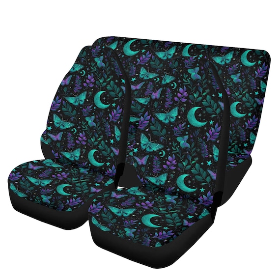 Witchy Moth Moon Celestial Car Seat Cover For Women, Cottagecore Witchy Fern Front Bucket Seat Cover For Car Vehicle, Goblincore seat cover
