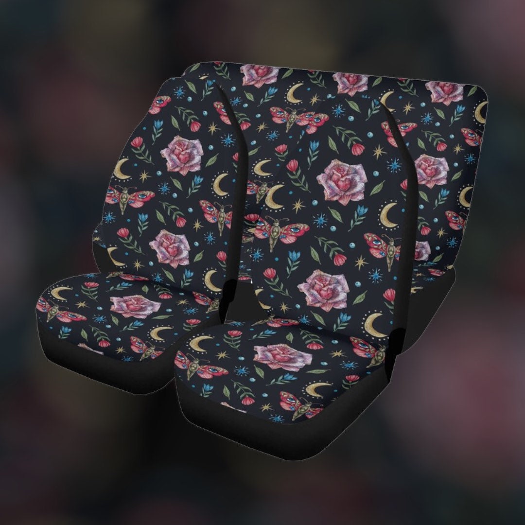 Witchy Roses Auto Car Seat Covers, Dark Cottagecore Magic Rose Cute Car