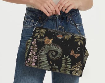 Cottagecore Forest Boho Kisslock Tasche, Vegan Leder Pilz Kisslock Geldbörse, Witchy Crossed Körper Pilz Geldbörse, Gothic Tasche, Hippies Boho Geschenk