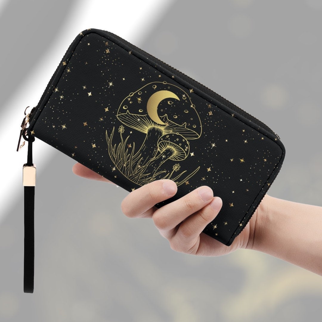 Cottagecore Moon Celestial Wallet Boho Mushroom Cute Wallet Etsy