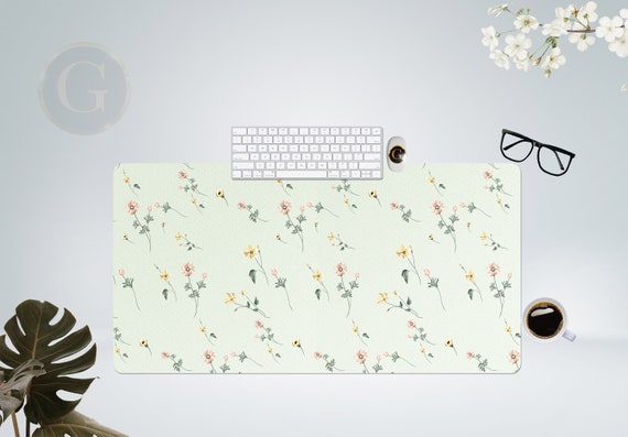 Wildflower Desk Mat, Botanical Herb Plant Mouse Pad Boho Floral Cute Large Gaming Extend Mousepad XXL for Work Office Desk Decor