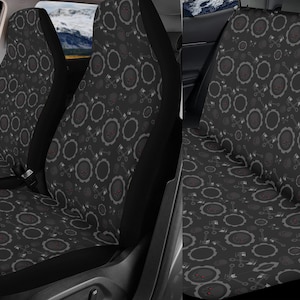 Seat Cover for Car Full Set, Skull Gear Car Seat Cover Set for Women, Black Gothic Seat Cover for Vehicle, Goth Aesthetic Car Accessory