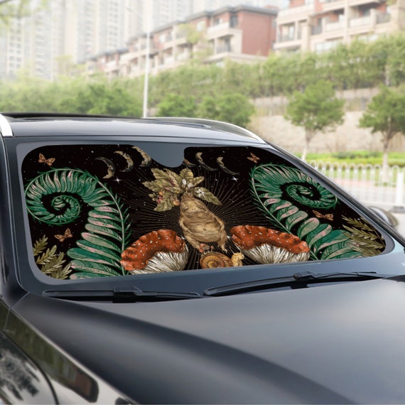 Witchy Mushroom Car sunshade for windshield, Magic Mandrake cute goth Window Sun Blocker, cute car accessories Auto Decor Windshield Gift