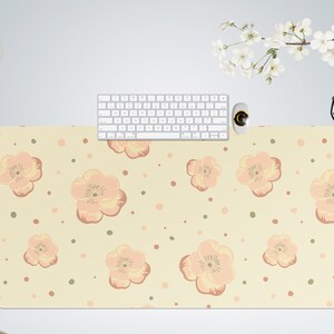 Cute Pastel Flowers Desk Mat with Multiple Size Options, Home Office Desk Decor, Gift For Coworker, Extended Mouse Pad, Pastel Desk Mat