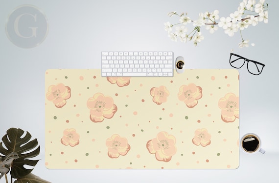 Cute Pastel Flowers Desk Mat with Multiple Size Options, Home Office Desk Decor, Gift For Coworker, Extended Mouse Pad, Pastel Desk Mat