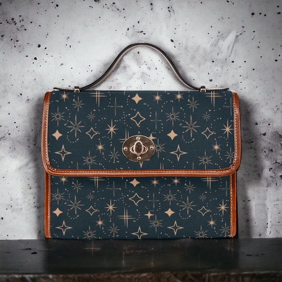 Cottagecore witch Canvas Satchel bag, Cute women mushroom crossed body purse, cute vegan leather strap hand bag goth bag, hippies boho gift
