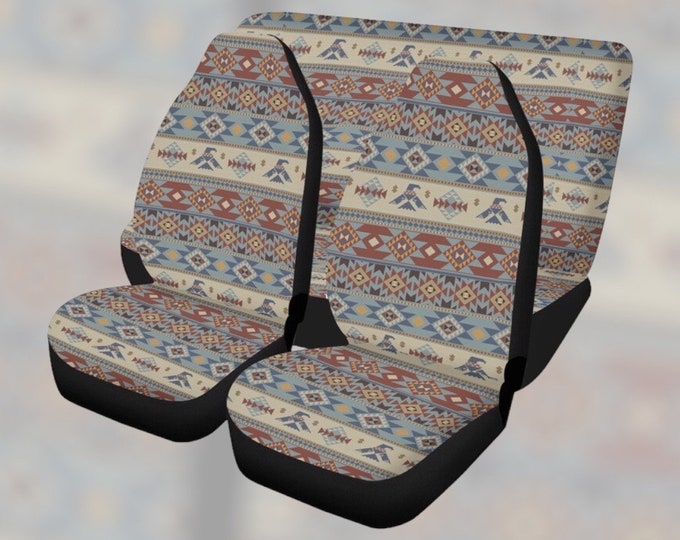 Retro Aztec Design Boho Car Seat Cover Decorative, Cottagecore Cute Retro 80s Front Bucket Seat Cover For Car Vehicle, Boho seat cover gift
