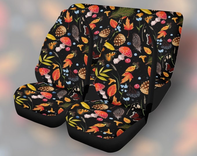 Autumn Mushroom Car Seat Covers, Dark Cottagecore Nature Car Seat Covers for vehicle, Cottagecore Autumn car interior decor, car accessories