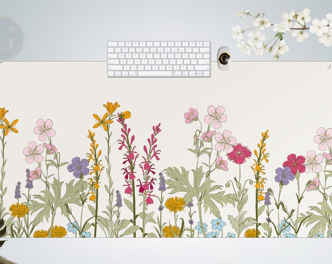 Wildflower Desk Mat Extend Gaming Mouse Pad Large Mousepad with Stitched Edges, Keyboard Mouse Mat Desk Pad for Work Game Office Home XXL