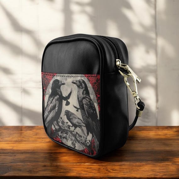 Witchy Raven Dark Academia Sling Bag, Alternative Alt Outfit Goth Crossbody Bag, Cottagecore Shoulder Nature Purse, Witchy Streetwear Gift