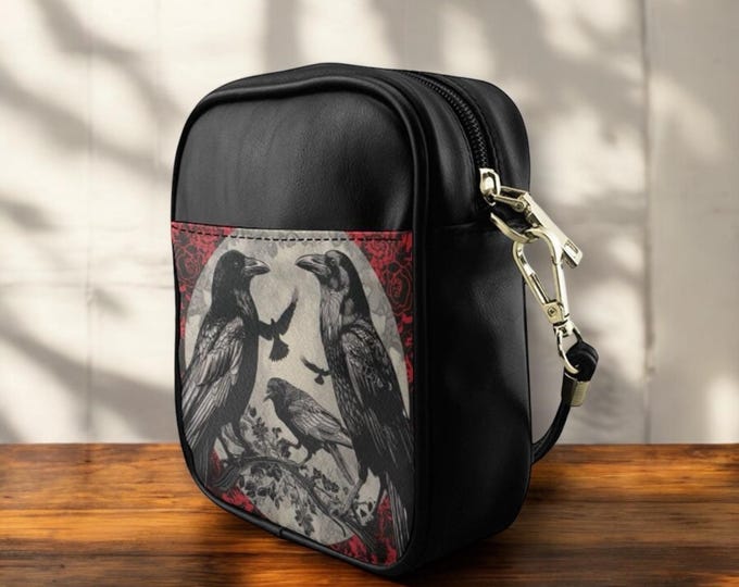 Witchy Raven Dark Academia Sling Bag, Alternative Alt Outfit Goth Crossbody Bag, Cottagecore Shoulder Nature Purse, Witchy Streetwear Gift