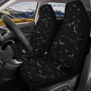 Dark Bats witchy Car Seat Cover, Halloween Front back seat cover, Car steering wheel cover, car accessories, dark academia seat cover set