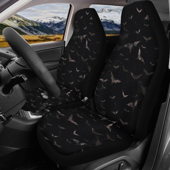 Dark Bats witchy Car Seat Cover, Halloween Front back seat cover, Car steering wheel cover, car accessories, dark academia seat cover set