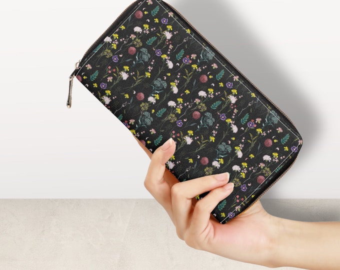 Cottagecore Wildflower Wallet, Cottagecore Witchy Wallet, Witchy Herbs Wallet, Dark Academia Wallet , Witchy Purse Kitchen Witch Herbs