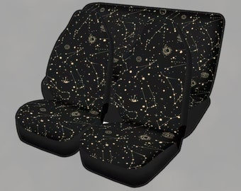 Constellations Stars Black Car Seat Cover, Celestial Witchy Front Bucket Seat Cover For Car Vehicle, seat cover car interior decor gift