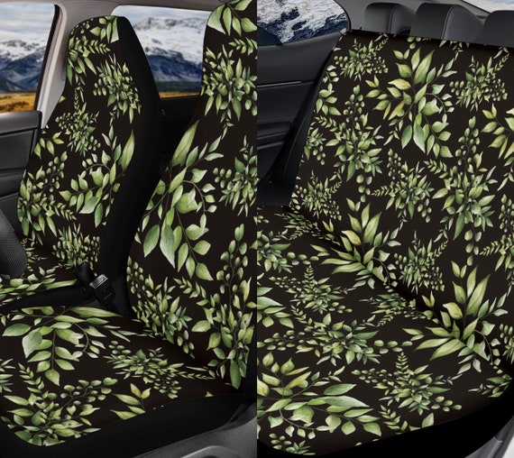 Green leaves Car Seat Covers, Boho Cottagecore Seat Covers for vehicle, Boho car interior decor, cute car accessories gift boho floral