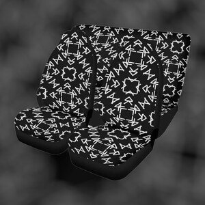Black White Geometric Scandinavian Pattern Car Seat Covers, Cottagecore Seat Covers for vehicle, car interior decor, cute car accessories