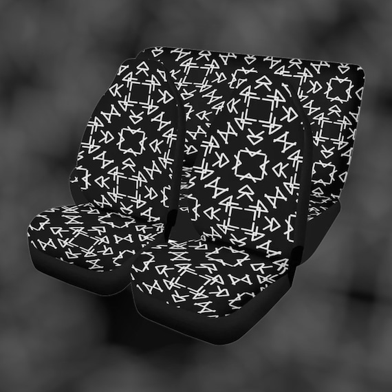 Black White Geometric Scandinavian Pattern Car Seat Covers, Cottagecore Seat Covers for vehicle, car interior decor, cute car accessories