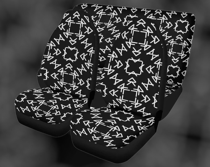 Black White Geometric Scandinavian Pattern Car Seat Covers, Cottagecore Seat Covers for vehicle, car interior decor, cute car accessories