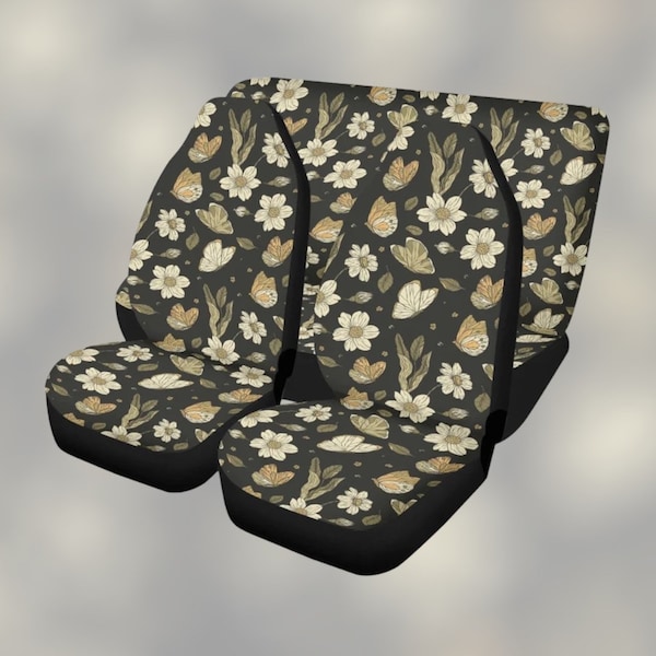 Boho Car Seat Covers Daisy Mushroom , Dark Cottagecore Nature Front Back Seat Covers for vehicle, Witchy car interior decor, car accessories