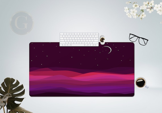Starry Night And Mountain Painting Extra Large Desk Mat with Multiple Sizes, Home Office Desk Decor, Gift For Coworker, Extended Mouse Pad