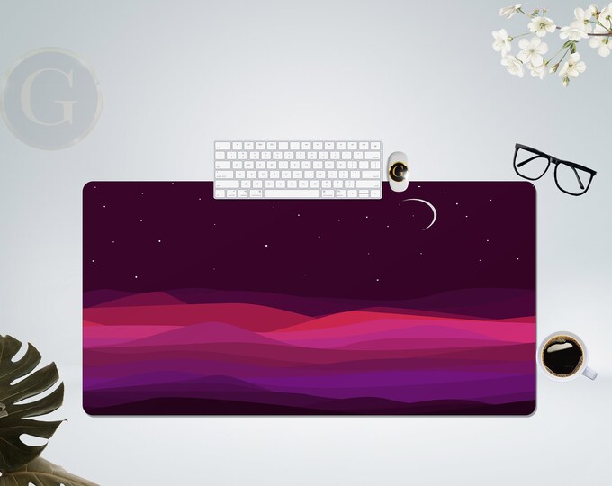Starry Night And Mountain Painting Extra Large Desk Mat with Multiple Sizes, Home Office Desk Decor, Gift For Coworker, Extended Mouse Pad