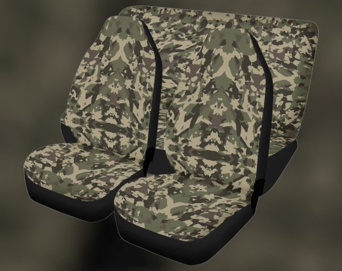 Army Military Green Camouflage Car Seat Covers, Military Camouflage Seat Covers for vehicle, Boho car interior decor seat cover for men