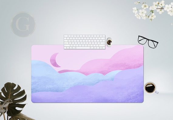 Cute Pink and Purple Clouds Extra Large Desk Mat with Multiple Size Options, Home Office Desk Decor, Gift For Coworker, Extended Mouse Pad