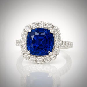 Blue Sapphire Ring, 925 Sterling Silver, cushion cut blue sapphire, September Birthstone ring, promise ring, proposal ring, Gift For Her
