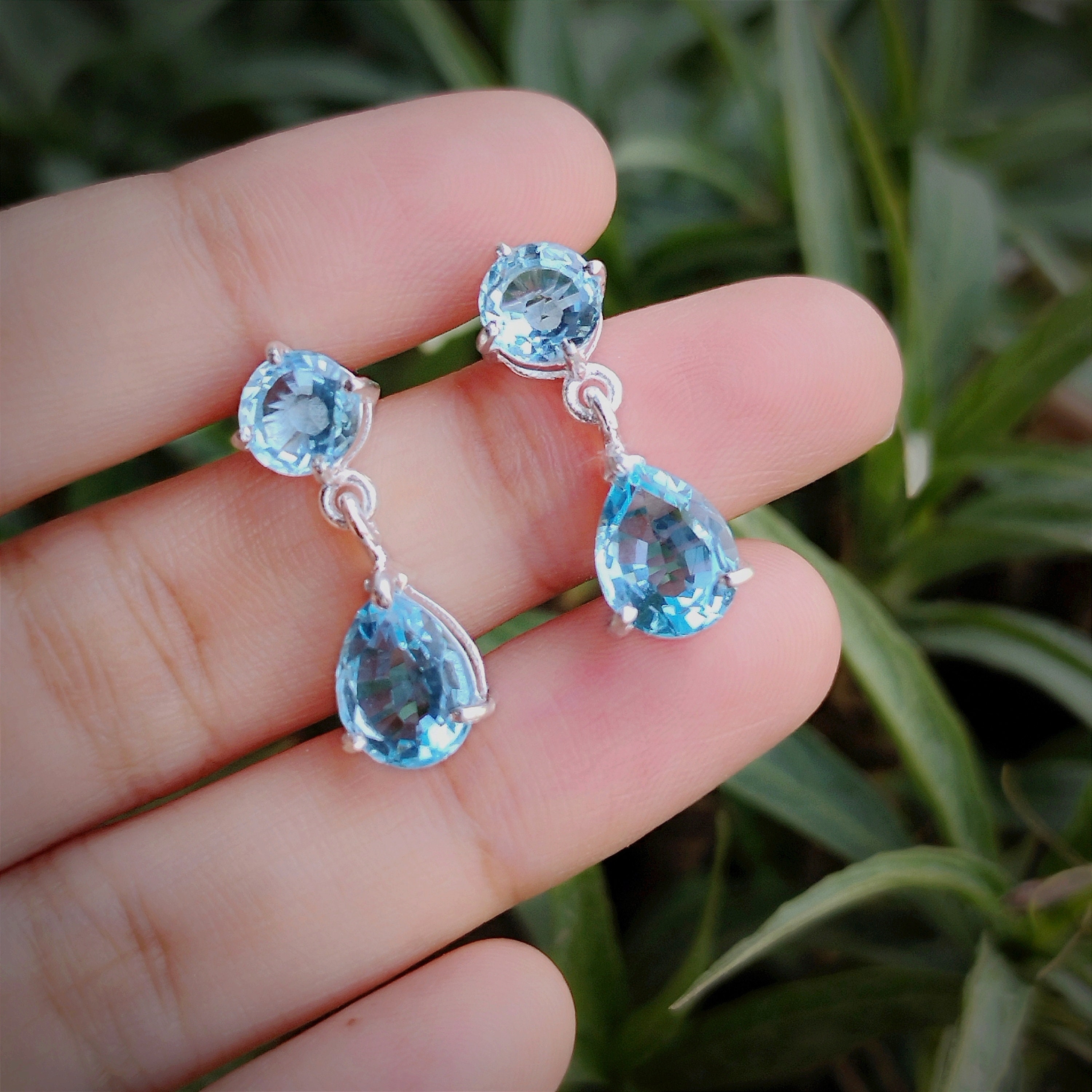 Orecchini In Argento Con Topazio Blu Cielo-6700SC | Gioielli