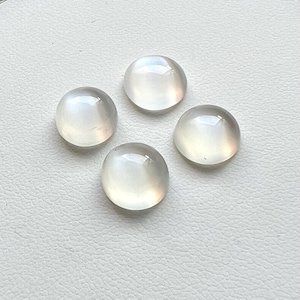 Pietra di luna bianca naturale, cabochon rotondo da 9 mm, pietra di luna occhio di gatto da 12,30 carati, lotto di 4 cabochon rotondi da 9 mm sfusi per gioielli