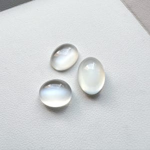 Cabochão oval de pedra da lua branca natural, pedra da lua olho de gato, 10,5×8,5 mm, 11,5×9 mm, 12,5×9 mm, cabochão oval de pedra da lua branca solta para joias