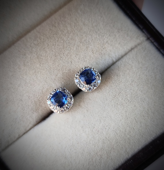 Orecchini A Cerchio In Argento Sterling 925 Con Pietra Portafortuna Topazio Zaffiro – Placcato Rodio – Gioielli Donne E Ragazze - 4