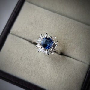 Blue Sapphire Ring, 925 Sterling Silver, cushion cut blue sapphire, September Birthstone ring, promise ring, proposal ring, Gift For Her