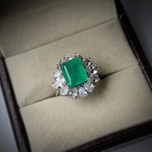 Emerald gemstone ring/ emerald cut gemstone ring/ 925 sterling silver ring/ may birthstone ring for her /anniversary & birthday gift for her