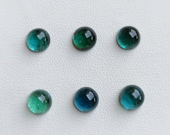 AAA 7mm natural blue green tourmaline round, natural green blue tourmaline round cabochon loose for jewelry