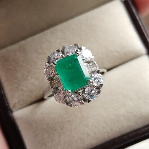 Emerald gemstone ring/ emerald cut gemstone ring/ 925 sterling silver ring/ may birthstone ring for her /anniversary & birthday gift for her