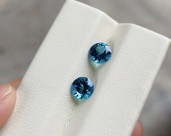 Lab grown blue tourmaline/ 6mm blue indicolite tourmaline gemstone/ round cut indicolite tourmaline/ 1.00 cts tourmaline for jewelry