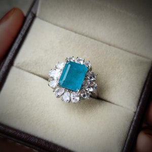 Paraiba gemstone Ring, Anniversary Gift for Her, October birthstone ring, 925 Sterling Silver ring, paraiba jewelry, birthday gift for her
