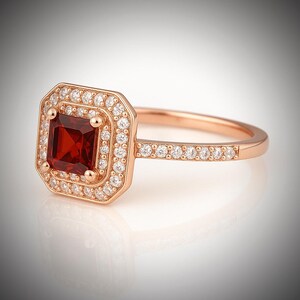 Garnet Ring, 925 Sterling Silver Ring, emerald cut red garnet ring, promise ring, January Birthstone Ring, wedding ring, Gift For Her