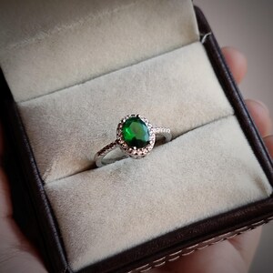 Emerald ring/ oval cut emerald ring/ 925 sterling silver ring/ may birthstone ring/ promise ring/ proposal ring/ birthday gift for her