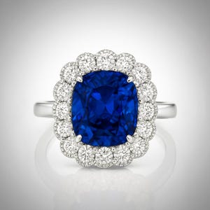 Blue Sapphire Ring, 925 Sterling Silver, cushion cut blue sapphire, September Birthstone ring, promise ring, proposal ring, Gift For Her