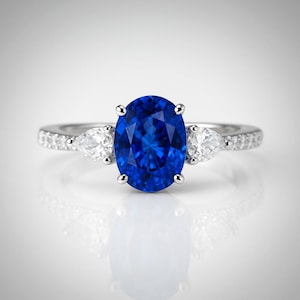 Blue Sapphire ring / oval cut Sapphire ring / 925 sterling silver ring / September birthstone / promise ring / proposal ring / gift for her