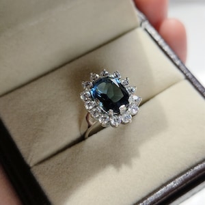 Blue Sapphire Ring, 925 Sterling Silver, Statement Ring, September Birthstone ring , Blue Gemstone Ring, Engagement Ring, Gift For Her