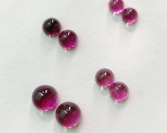 AAA Natural rubellite tourmaline cabochon pair, 5mm, 6mm, 8mm rubellite tourmaline round pair, pink tourmaline loose for jewelry