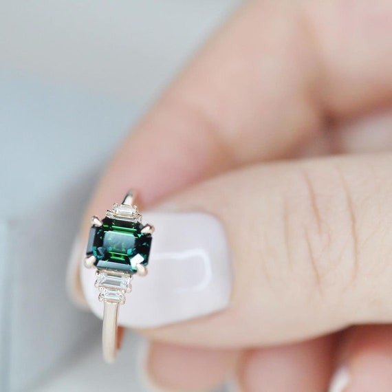 Emerald cut birthstone rings deals