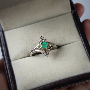 Emerald ring/ round cut emerald ring/ 925 sterling silver ring/ may birthstone ring/ promise ring/ proposal ring/ birthday gift for her